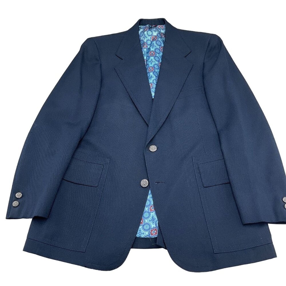 Hart Schaffner Marx Jack Nicklaus Blazer Men 42 Blue Golf Bear Club Button‎ VTG